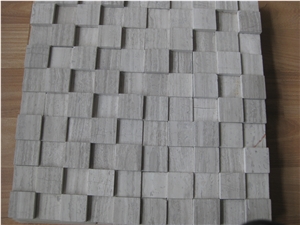 Honed White Wooden Marble Mosaic Tiles