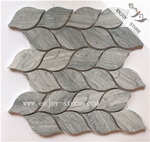 Leaf Shape Grey Wall Honed Mosaic Tiles