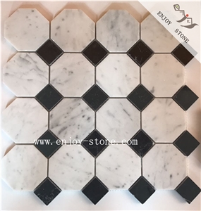 Mixed Finished Honed Wall Marble Mosaic Tiles