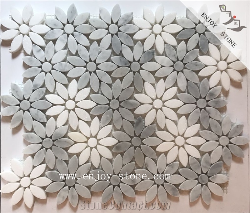 Mixed Flower Shape Marble Wall Mosaic Tiles