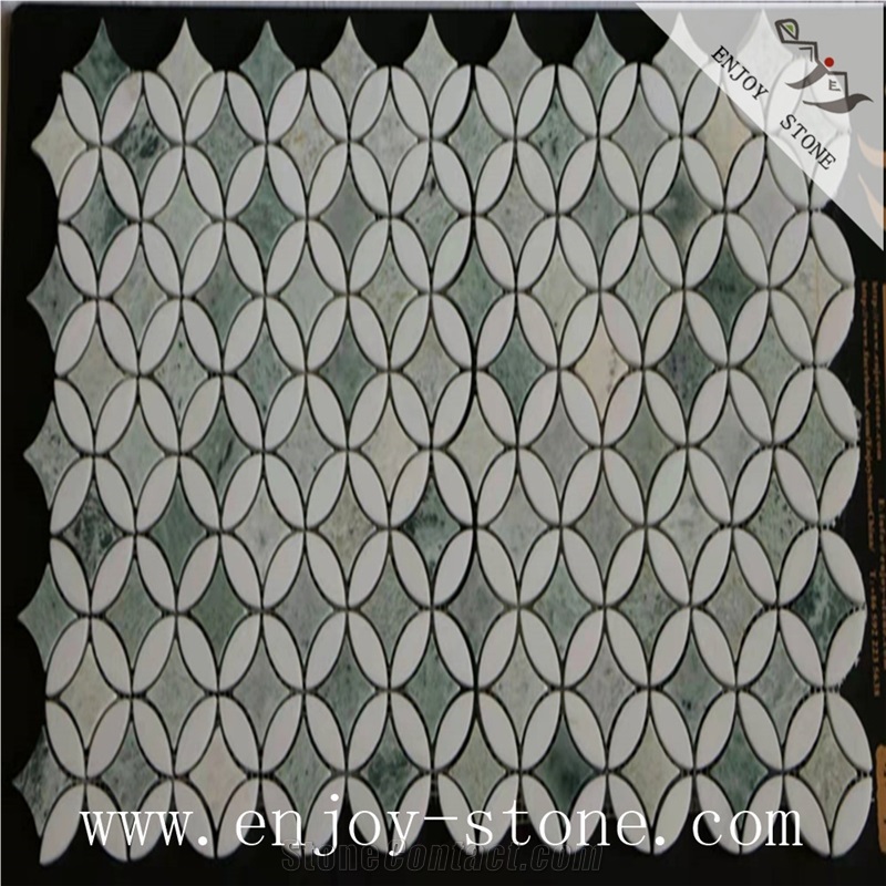 Mixed Honed Green Jade Marble Wall Mosaic Tiles