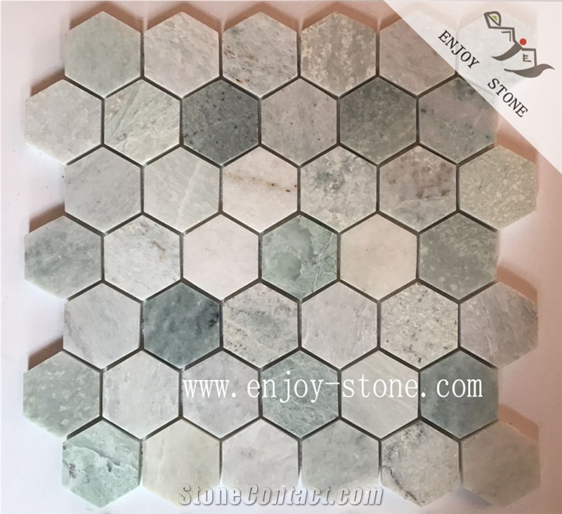 Mixed Marble Hexagon Honed Wall Mosaic Tiles