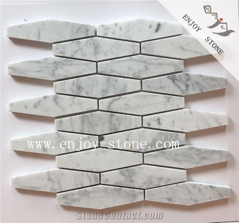 Polished Carrara White Hexagon Marble Mosaic Tiles