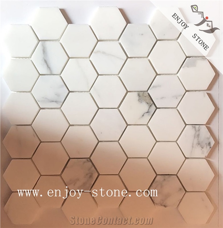 White Marble Hexagon Honed Wall Mosaic Tile