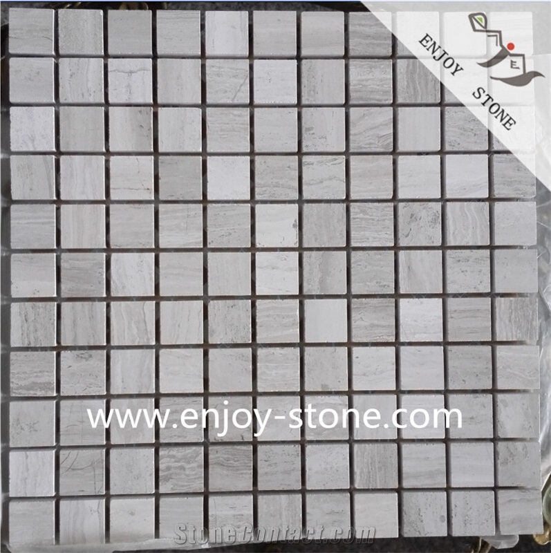 White Wooden Marble Square Mosaic Tiles