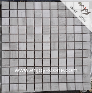 White Wooden Marble Square Mosaic Tiles