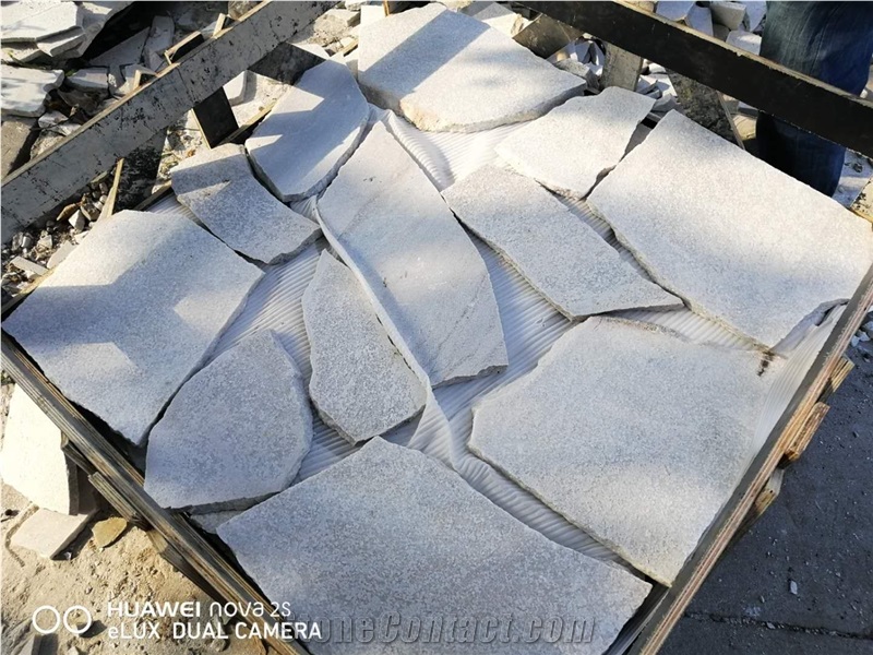 Irregular Flamed White Quartzite Paver Floor Tiles