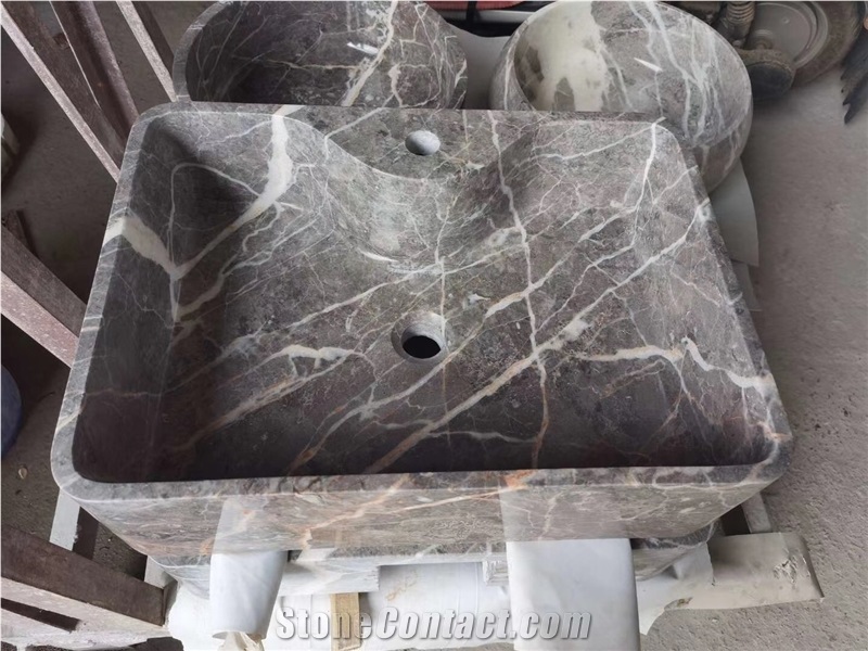 Square/Round Castle Grey-Marble Sink/Wash Basin