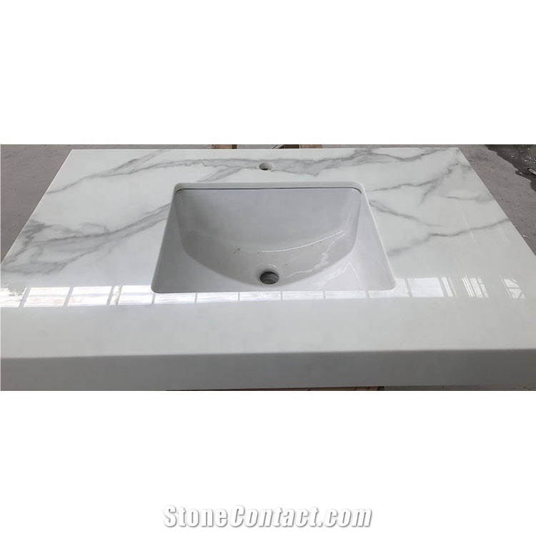 Marble Calacatta Bathroom Vanity Top with Sink