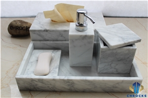 Carrara White Marble Bath Accessories & Soap Dish