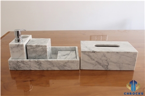 Carrara White Marble Bath Accessories & Soap Dish