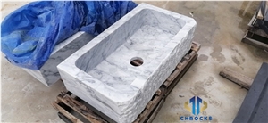 Carrara White Marble Farm Sink, Stone Basin