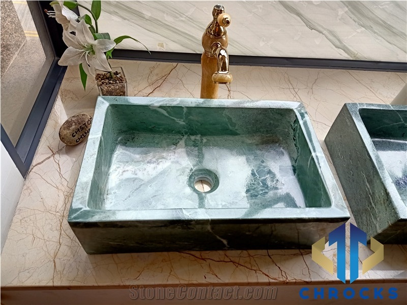 China Green Marble Sink, Marble Washbasin