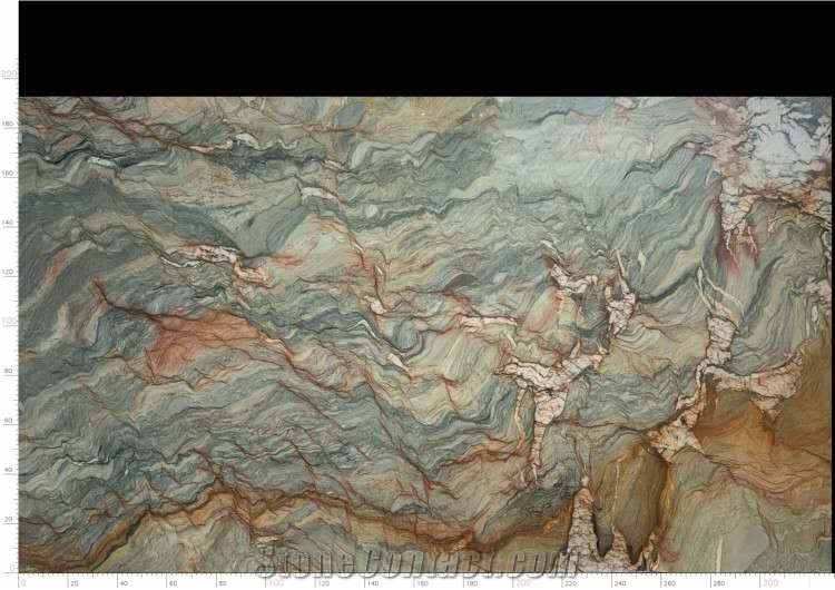 Brazil Natural Silk Road Quartzite Golden Big Slab