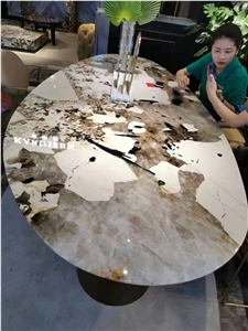 Brazil Pandora White Marble Polished Table Top