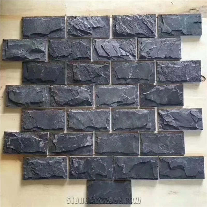China Black Slate Split Culture Stone Wall Tile