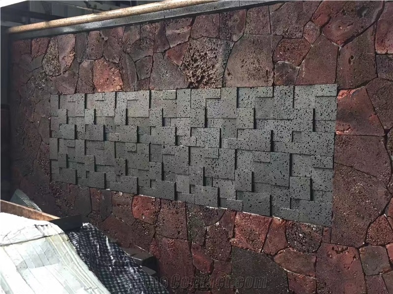 China Hainan Black Basalt Honed Culture Stone Wall