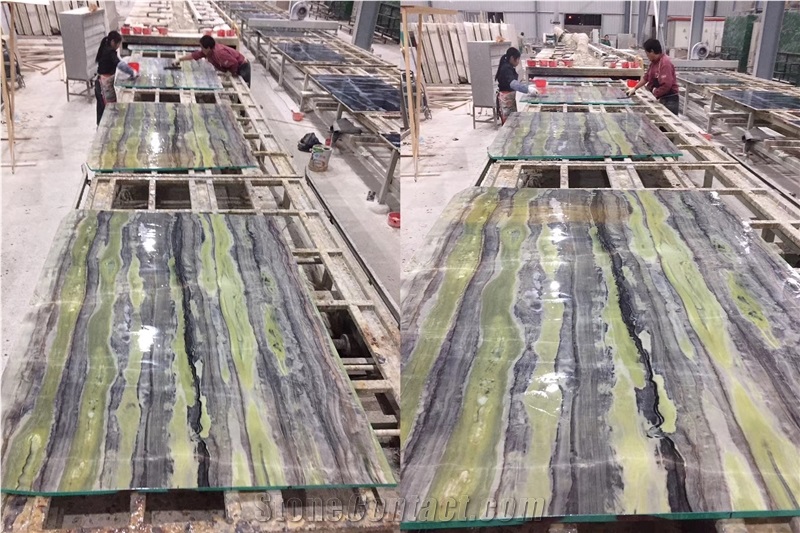 Chinese Bamboo Wooden Vein Marble Big Slabs