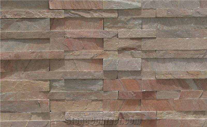 Copper Slate Riven Natural Stone Wall Panel