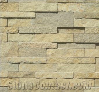 Lime Yellow Riven Natural Stone Ledger Wall Panel