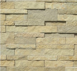 Lime Yellow Riven Natural Stone Ledger Wall Panel