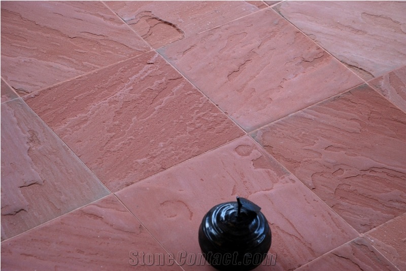Red Sandstone Antiqued Tiles & Slabs