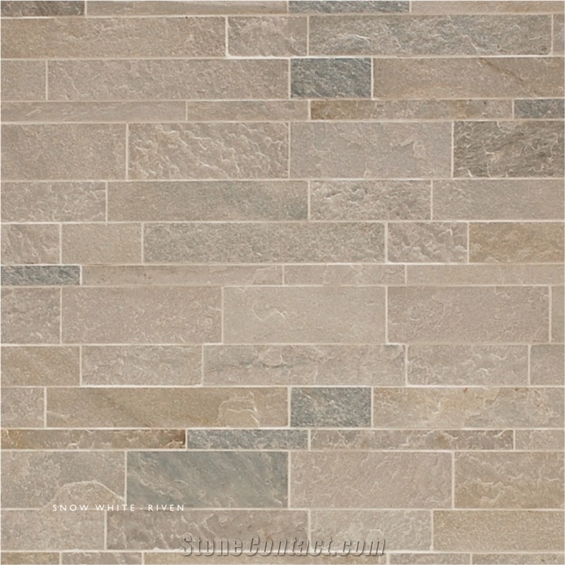 Snow White Riven Natural Stone Wall Panel