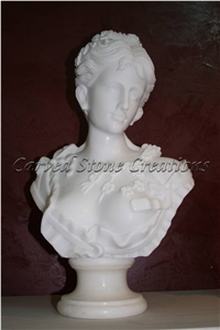 Bianco Puro Marble Woman Bust with Ribbons