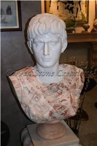 Bust Of Caesar Augustus in Mixed Marble