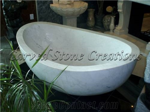 Contoured Top Oval Marble Bath Tub