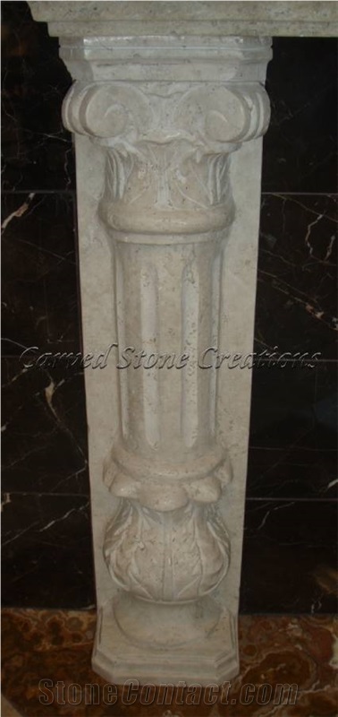 Corinthian Half Column Tuscany Classic Carved Tuscany Beige Travertine