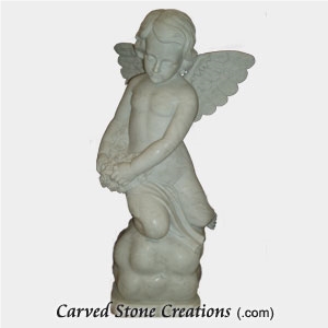 Kneeling Angel with Flowers Statue