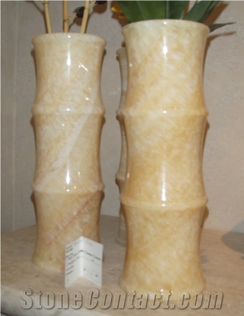 Polished Butterscotch Onyx Bamboo Vase