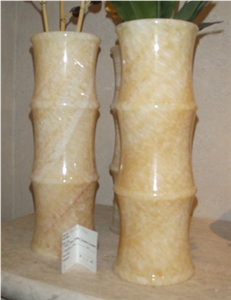 Polished Butterscotch Onyx Bamboo Vase