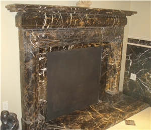 Polished Michaelangelo Marble Fireplace Mantel