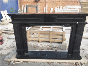 European Simplicity Style Black Marble Fireplace