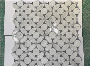 Carrara White Itlay Grey Waterjet Marble Tile