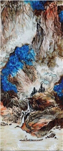 Chinese Mountains and Waters Painting Glass Mosaic