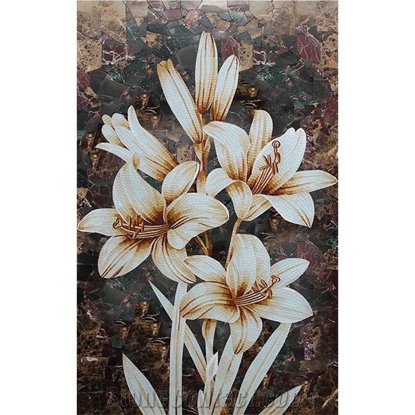 Dark Background White Lily for Hot Spring Wall
