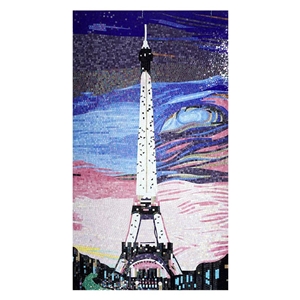 Light Eiffel Tower in Night for Wall Glass Pic