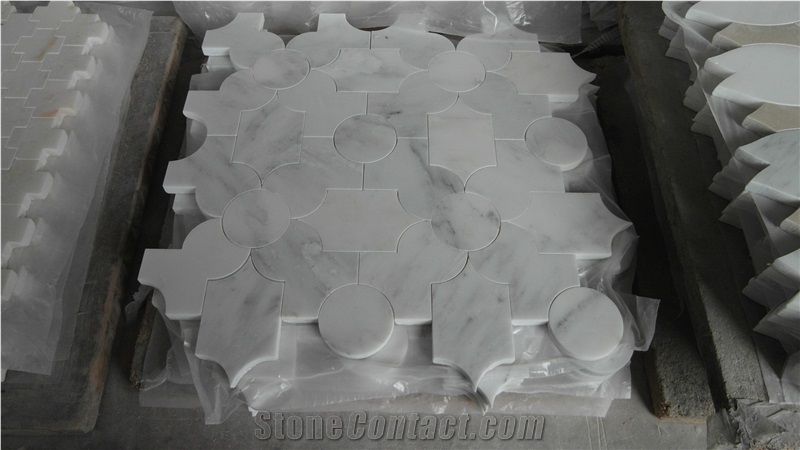 Oriental White Waterjet Marble Mosaics Tile