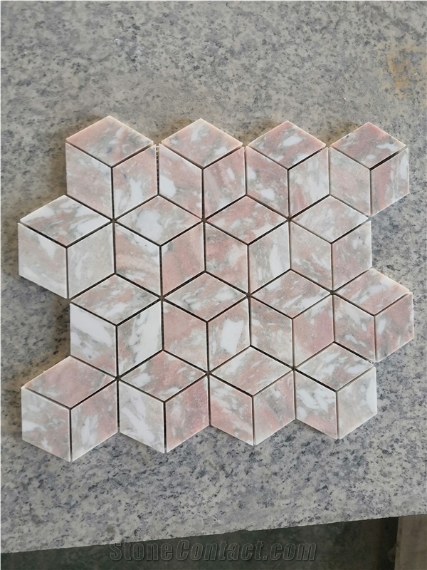 Rosso Norvegian 3d Marble Mosaic Design Pattern