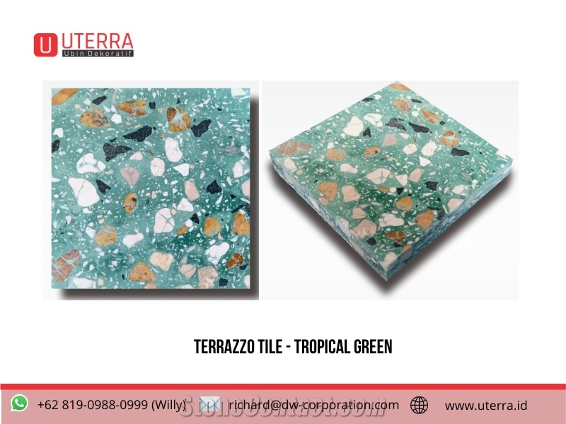 Tropical Green Terrazzo Tile Indonesia Floor Tile