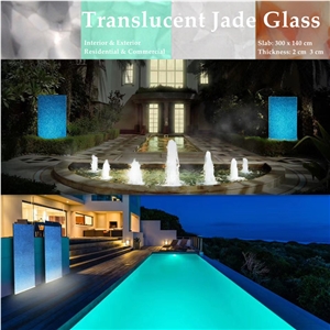 Backlit Jade Glass Slabs Exterior Applications