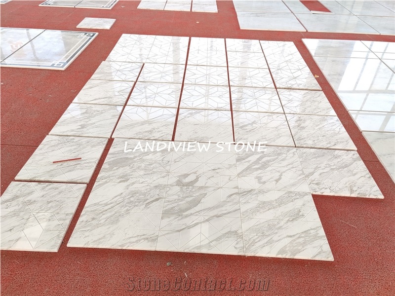 Ajax Volakas Jazz White Marble Cnc Patterns Tiles