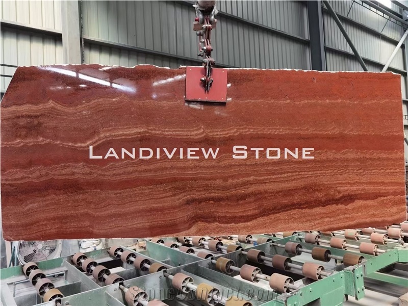 China Red Wooden Grain Marble Slabs and Tiles