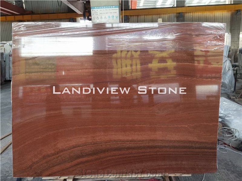 China Red Wooden Vein Marble Slabs and Tiles
