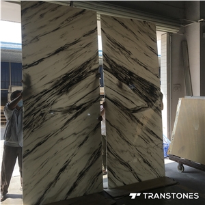 Translucent Book-Matched L Faux Alabaster Wall