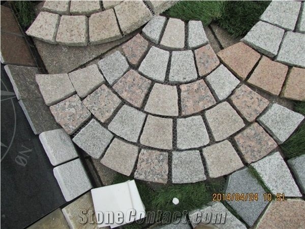 Cobble Road Pavers on Mesh,Grey Granite Cube Stone & Brick Pavers for Walling Stones,Driveway Paving Sets,Landscaping Stone-Gofar