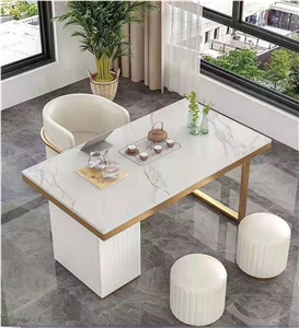 White Marble Look Porcelain Coffee Countertop